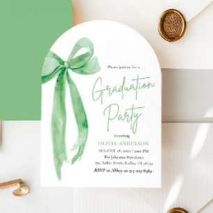 Invitation Moderne Elégant tendance Bow Green Graduation Arch