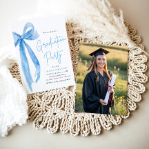 Moderne Elégant tendance Stylish Bleu Bow Graduati