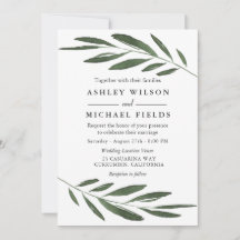 Moderne Elegant Vert Aquarelle Mariage feuille