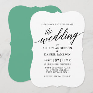 Invitation Moderne Élégante calligraphie Mariage Neo Mint