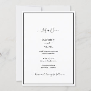 Invitation Moderne Élégante calligraphie Monogramme Mariage