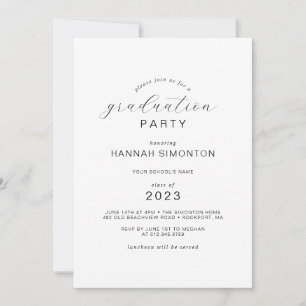 Invitation Moderne Elégante Calligraphie Parti de Graduation