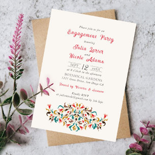 Invitation Moderne Élégante Romantique Fête Florale de Fiança