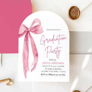 Invitation Moderne élégante tendance Pink Bow Graduation Arch