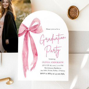 Invitation Moderne élégante tendance Pink Bow Graduation Arch