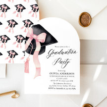 Moderne élégante tendance Pink Bow Graduation Arch