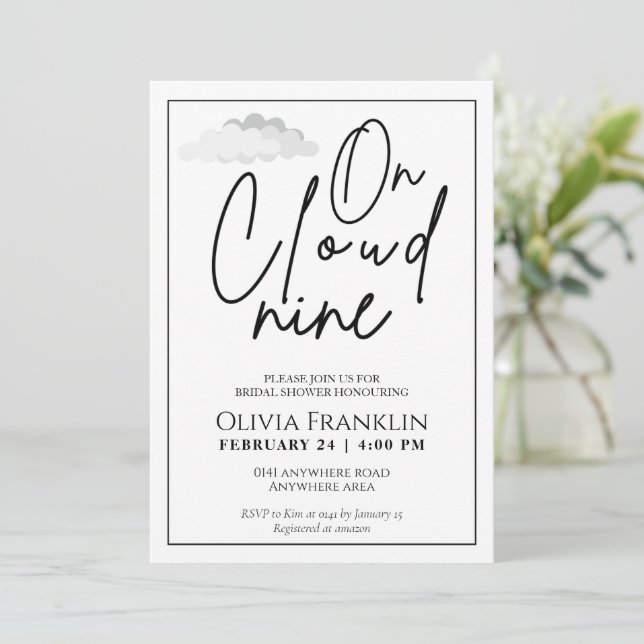 Invitation Moderne Elle est sur le nuage neuf nuptiale (Debout devant)