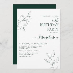 Invitation Moderne Emerald Green Botanical 60e anniversaire