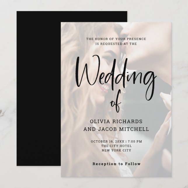 Invitation Moderne et élégant| Mariage photo personnalisé (Devant / Derrière)