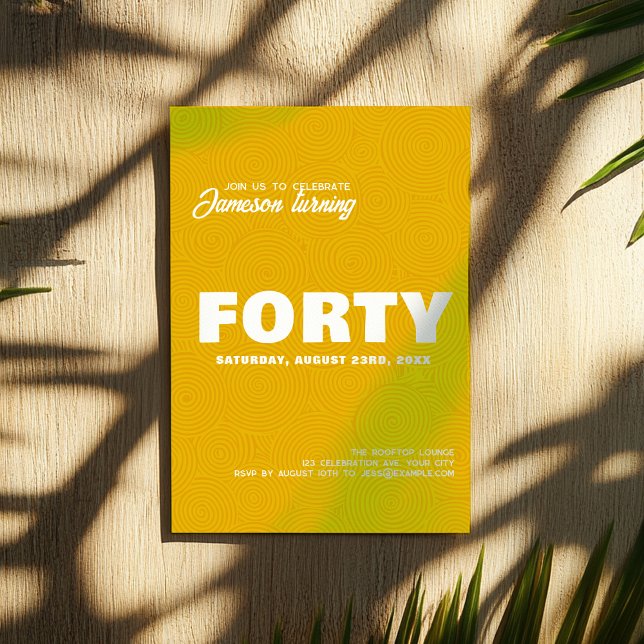 Invitation Moderne et élégant | Photo du 40e anniversaire (Créateur téléchargé)