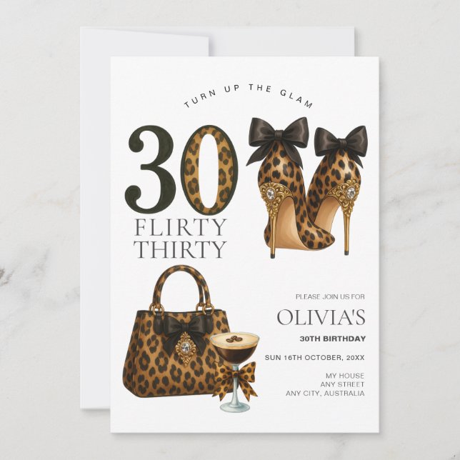 Invitation Moderne et tendance Flirty 30 Anniversaire Invitat (Devant)