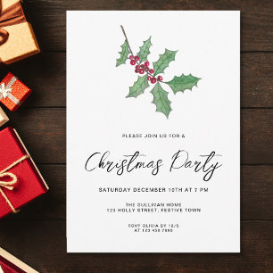 Invitation Moderne Faire de Noël Baies de houx Fête de Noël