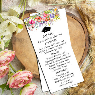 Invitation Moderne Fleur sauvage Printemps Menu Graduation