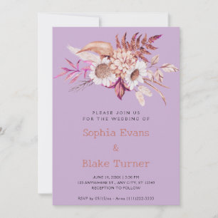 Invitation Moderne Fleurs Botaniques de Mariage Violet de Cam