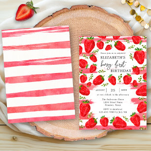 Invitation Moderne Fleurs Roses et Blanches Anniversaire 1 an