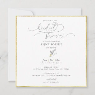 Invitation Moderne Floral Lily Valley Gold May Fête des marié