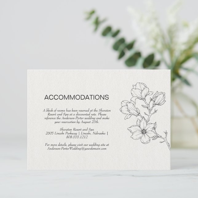 Invitation Moderne Floral Line Art Mariage ivoire (Debout devant)