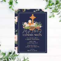 Moderne Floral Première Sainte Communion Religieus