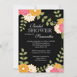 Invitation Moderne Floral Zinnia & Fleur Fête des mariées