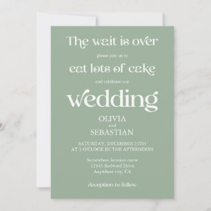 Invitation Moderne Funny minimaliste Script Sage Mariage vert