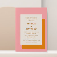 Moderne Géométrique Couple Shower Rose et Orange