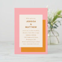 Moderne Géométrique Design Mariage rose et orange