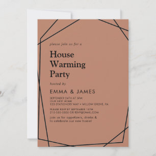 Invitation Moderne Géométrique   Fête de Chauffe-Maison en Cu