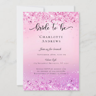 Invitation Moderne, Glitter Bride to be