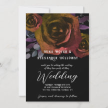 Moderne Goth Dark Watercolor Rose Mariage