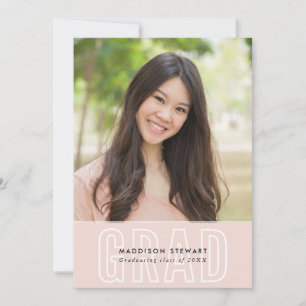 Invitation MODERNE GRAD chic photo contour superposition rose