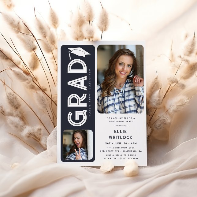 Invitation Moderne Graduate 2 Photo Graduate Party (Créateur téléchargé)