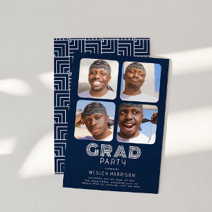 Invitation Moderne Graduate 4x photo collage GRAD Party