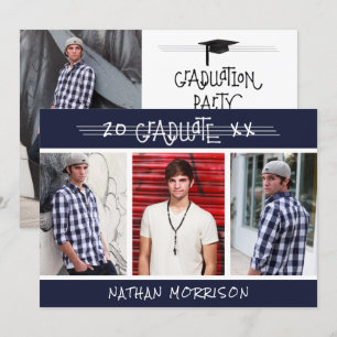 Invitation Moderne Graduate Hand Lettré 4 Photo Couleur perso