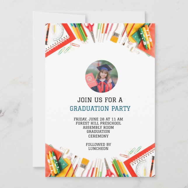 Invitation moderne graduation enfants préscolaire (Devant)