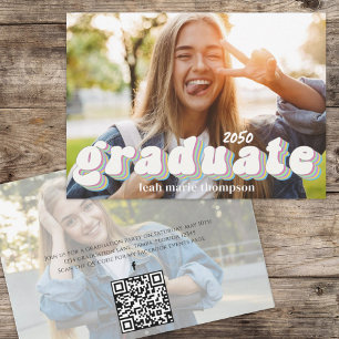 Invitation Moderne Graduation Photo Retro Party