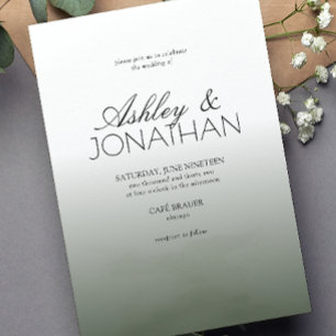 Invitation Moderne Gras et minimaliste Mariage vert foncé