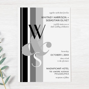 Invitation Moderne Gras Gratuit Monogramme Ampersand Mariage