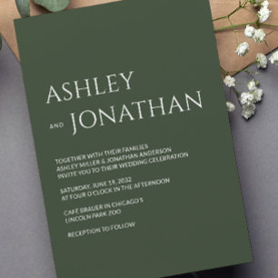 Invitation Moderne Gras & Mariage minimaliste