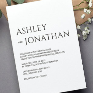 Invitation Moderne Gras & Mariage minimaliste