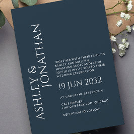 Invitation Moderne Gras & Mariage minimaliste
