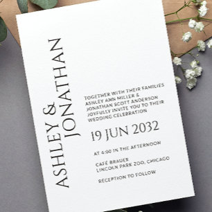 Invitation Moderne Gras & Mariage minimaliste
