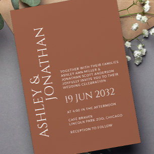 Invitation Moderne Gras & Mariage minimaliste