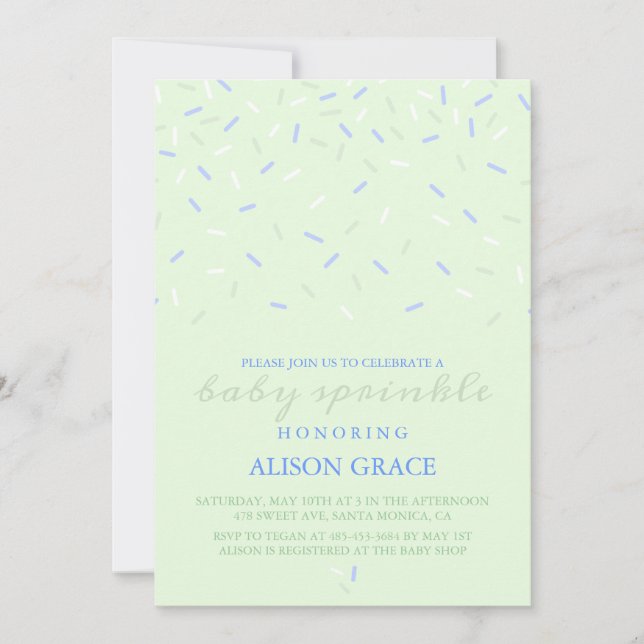 Invitation moderne Green & Blue Baby Sprinkle (Devant)