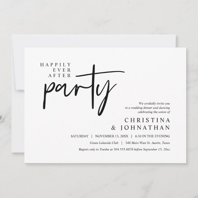Invitation Moderne Heureux Jamais Après Le Dîner Mariage De F (Devant)