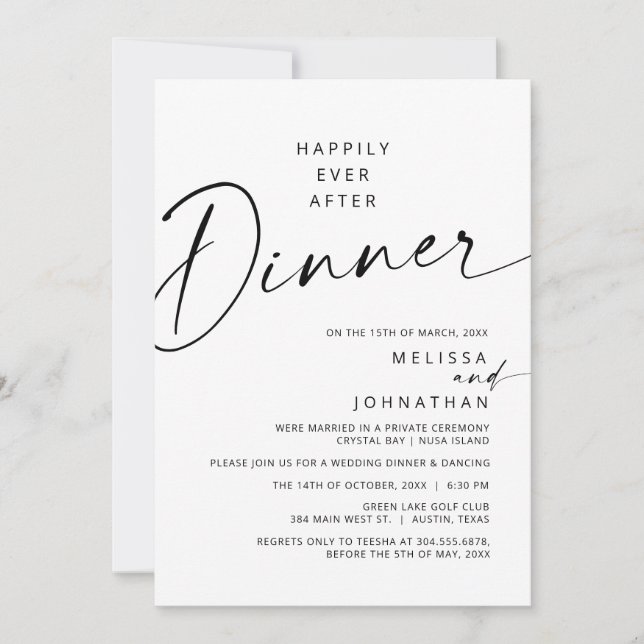 Invitation Moderne Heureux Jamais Après Le Dîner Mariage Elop (Devant)