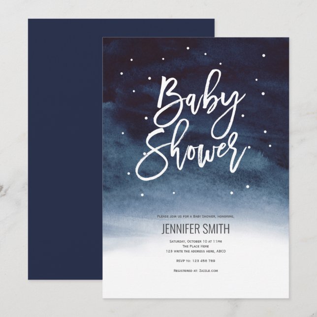 Invitation Moderne, Hiver, Petit Garçon, Baby shower (Devant / Derrière)