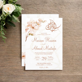 Invitation Moderne islamique Boho Terracotta Floral Nikah Wal