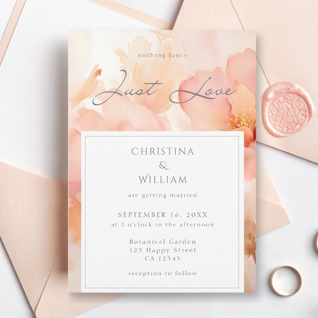 Invitation Moderne Juste Amour Peach Floral Mariage (Créateur téléchargé)