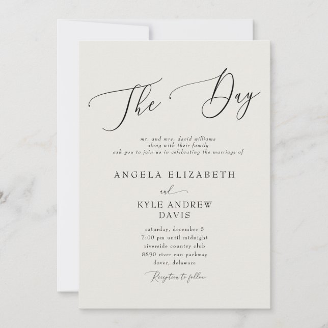 Invitation Moderne Le Jour Beige Elégant & Mariage moderne (Devant)