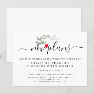 Invitation Moderne Leafy Reporté Événement Nouveaux Plans